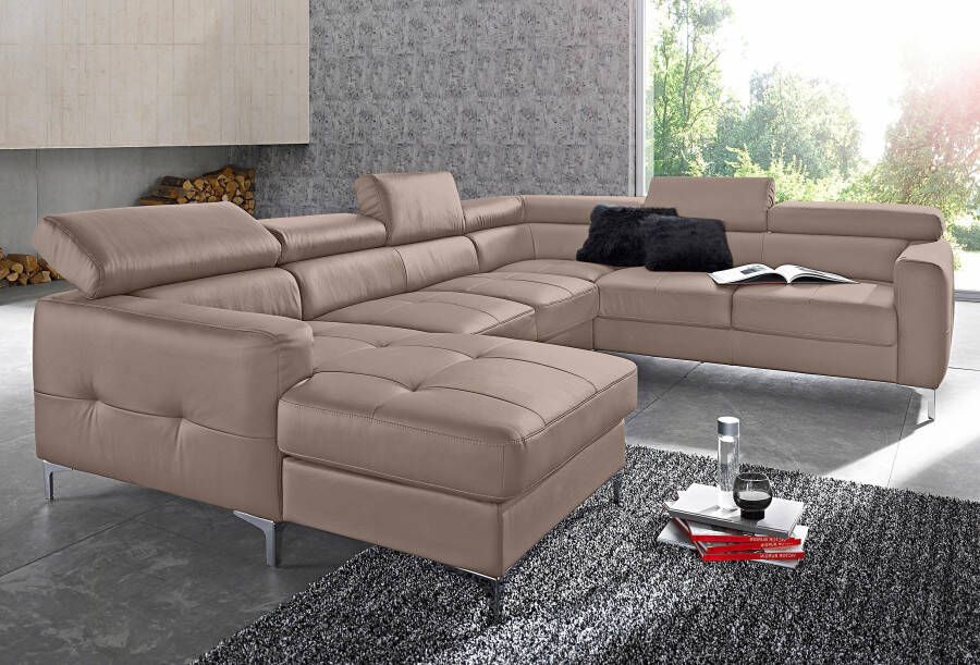 COTTA Zithoek Sammy U-vorm Set bestaande uit: woonlandschap met hoofdverstelling & hocker (set) - Foto 3