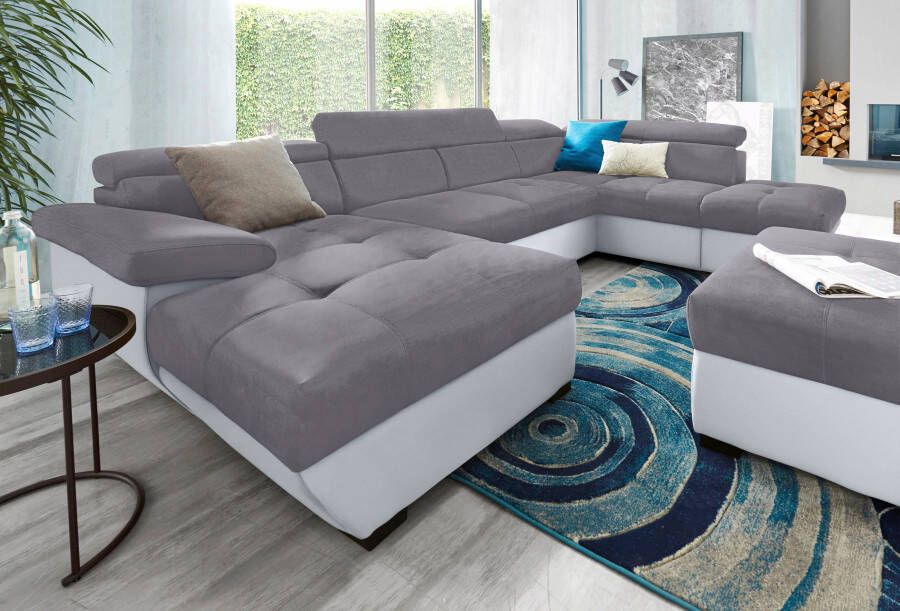 COTTA Zithoek Speedway U-vorm Set bestaande uit: woonlandschap met hoofdverstelling & hocker (set) - Foto 5