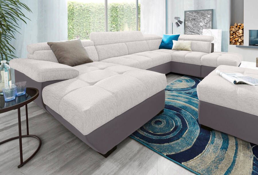 COTTA Zithoek Speedway U-vorm Set bestaande uit: woonlandschap met hoofdverstelling & hocker (set) - Foto 8