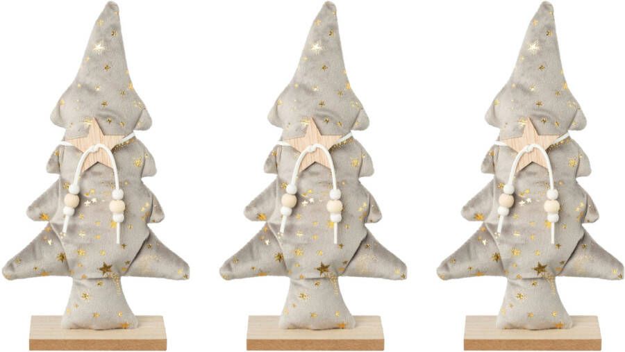 Creativ deco-boom Kerst versiering uit fluweelstof met applicaties (3 stuks) - Foto 2