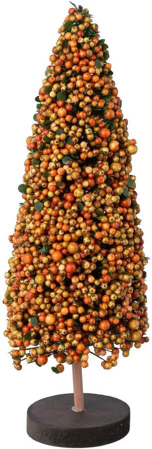 Creativ deco-boom Kerst versiering op hoogwaardige houten basis met parels versierd hoogte 30 cm (2 stuks)