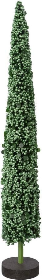 Creativ deco-boom Kerst versiering op hoogwaardige houten basis met parels versierd hoogte 38 cm (2 stuks) - Foto 1