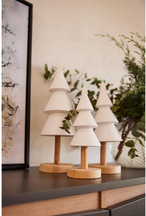Creativ deco-boom Kerst versiering uit keramiek en hout (1 stuk)