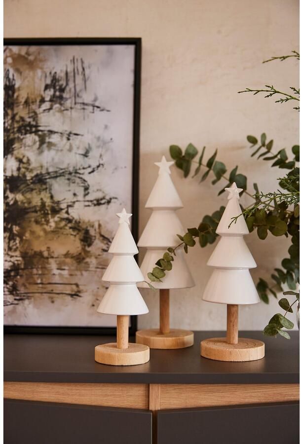 Creativ deco-boom Kerst versiering uit keramiek en hout (1 stuk) - Foto 3