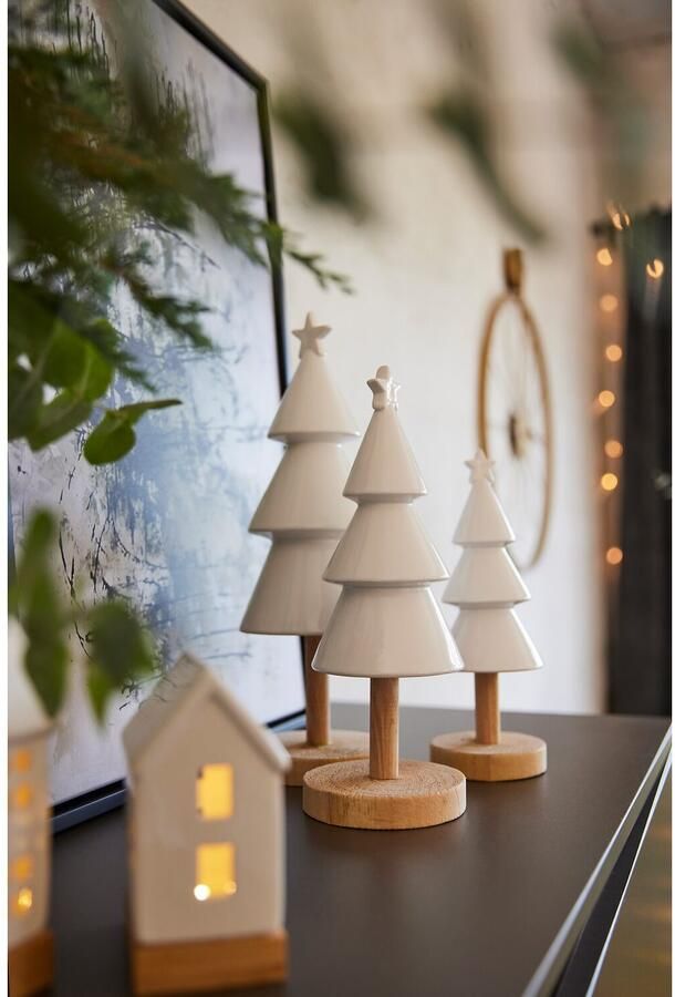 Creativ deco-boom Kerst versiering uit keramiek en hout (1 stuk) - Foto 4