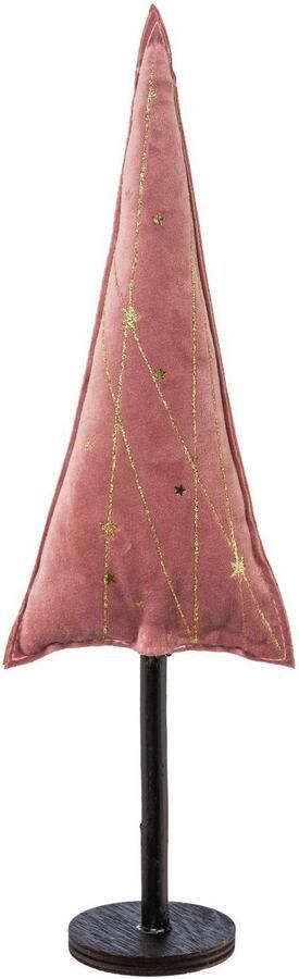 Creativ deco-boom Kerst versiering van fluweelstof met applicaties in 2 maten: 30x9 cm 40x13 cm (set 2 stuks)