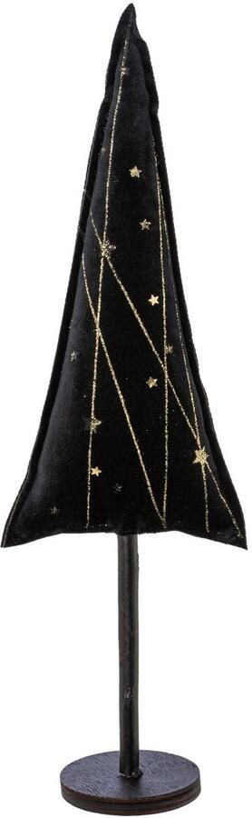 Creativ deco-boom Kerst versiering van fluweelstof met applicaties in 3 maten: 30x9 40x13 55x17 cm (set 3 stuks)