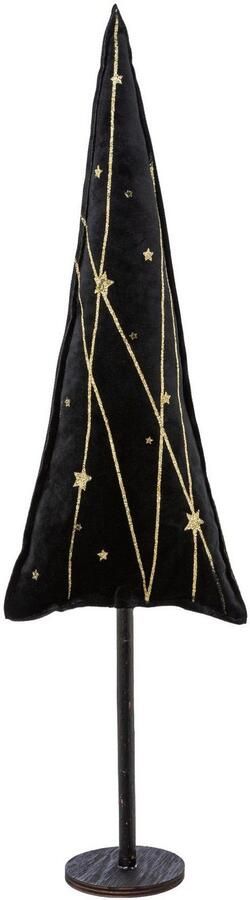 Creativ deco-boom Kerst versiering van fluweelstof met applicaties in 3 maten: 30x9 40x13 55x17 cm (set 3 stuks) - Foto 2