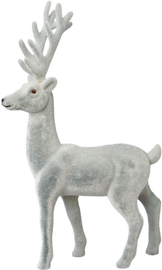 Creativ deco Kerstfiguur Edelhert kerstversiering Decoratiefiguur met fijne fluweeloppervlak hoogte 29 cm (2 stuks)