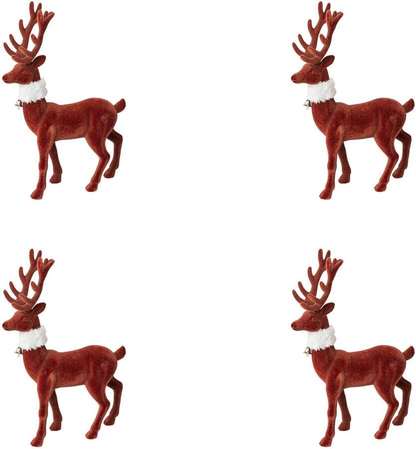 Creativ deco Kerstfiguur Edelhert kerstversiering rood (4 stuks)