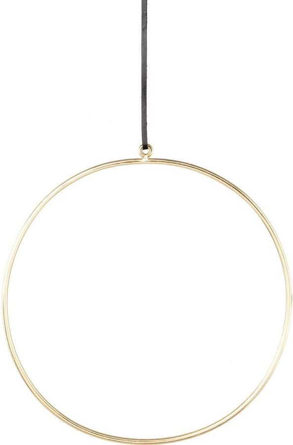 Creativ deco Sierhanger Metalen ring met hoogwaardig leren band Ø 30 cm (2 stuks)