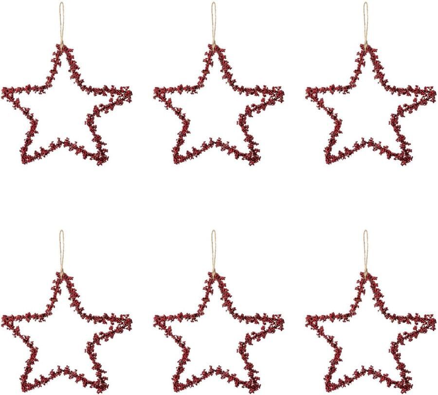 Creativ deco Sierster Kerstster kerstversiering rood met mini-bessen hangdecoratie 6-delige set ø ca. 15 cm (6 stuks) - Foto 2