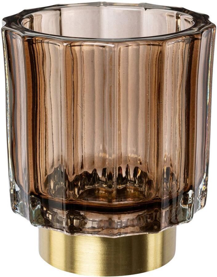 Creativ deco Waxinelichthouder Kerst versiering met goudkleurige voet (3 stuks)