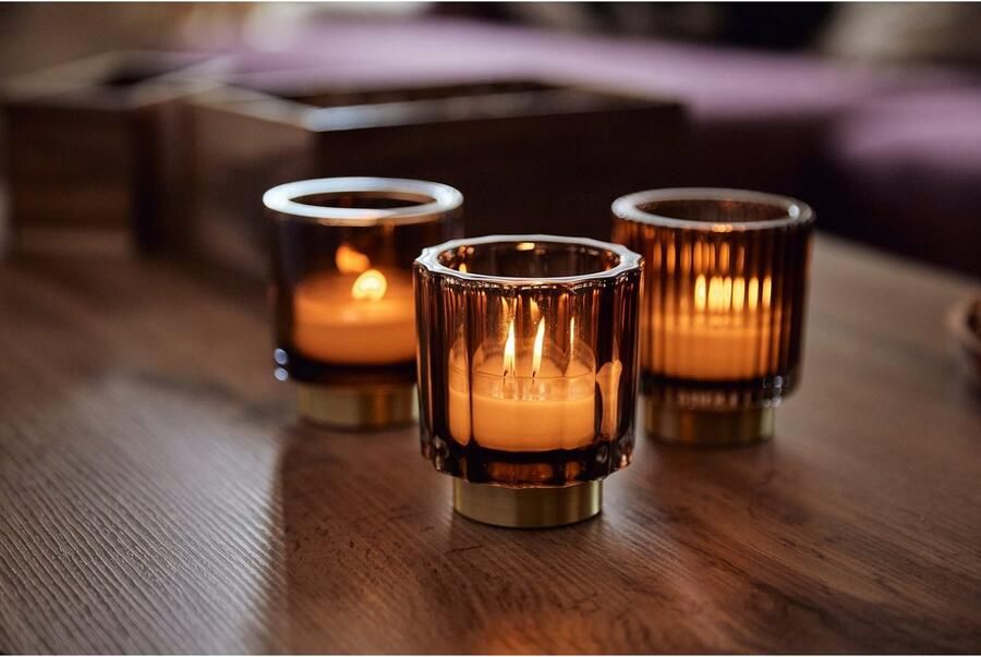 Creativ deco Waxinelichthouder Kerst versiering met goudkleurige voet (3 stuks) - Foto 3