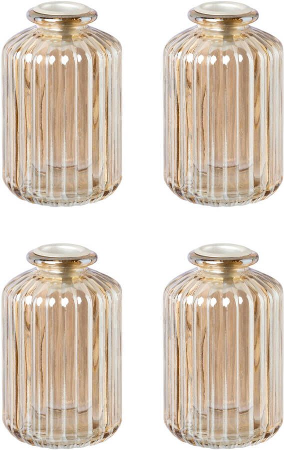 Creativ deco Kandelaar Kerst versiering Glas met mooie reliëfstructuur (4 stuks)