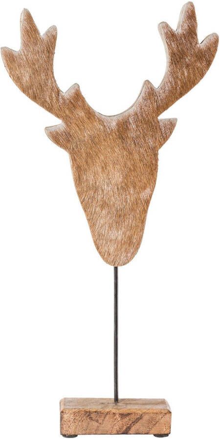 Creativ deco Kerstfiguur Kerst versiering Hertenkop met vachtapplicaties (1 stuk)