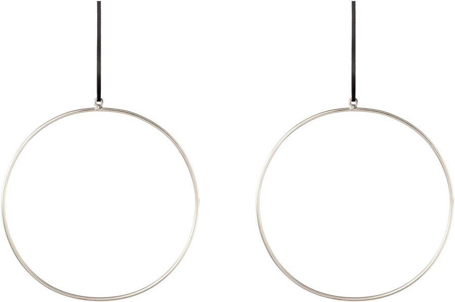 Creativ deco Sierhanger Metalen ring met hoogwaardig leren band Ø 30 cm (2 stuks) - Foto 2