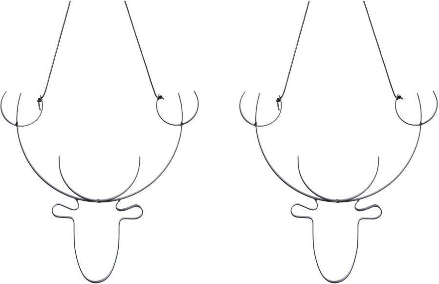 Creativ deco Sierhanger Kerst versiering Hertenkop van metaal met hoogwaardig leren band (2 stuks) - Foto 2