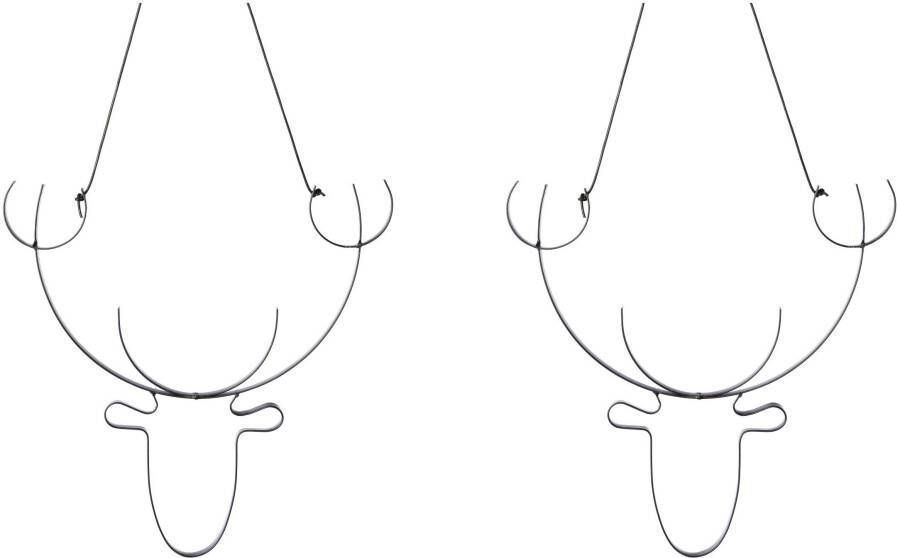 Creativ deco Sierhanger Kerst versiering Hertenkop van metaal met hoogwaardig leren band (2 stuks) - Foto 2