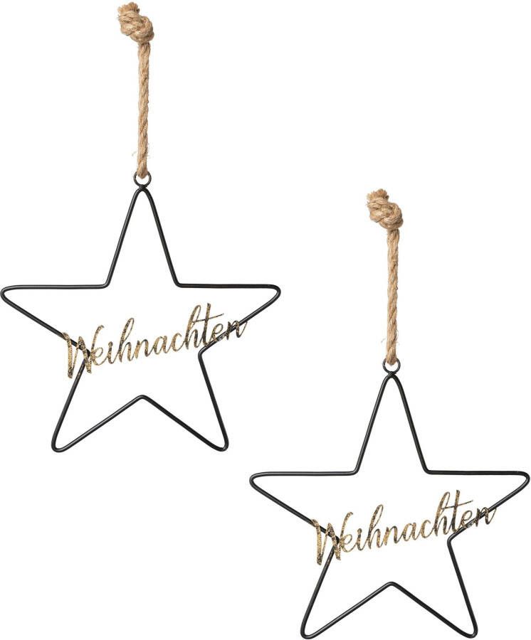 Creativ deco Sierhanger Kerst versiering met glitteropschrift (2 stuks) - Foto 2