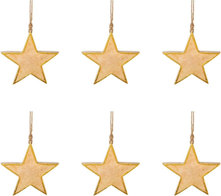 Creativ deco Sierster van hout hangdecoratie 6-delige set ø ca. 15 cm (6 stuks) - Foto 2