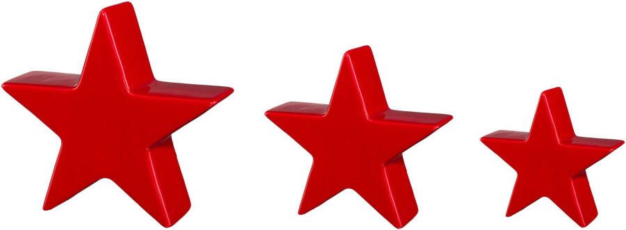 Creativ deco Sierster Kerstster kerstversiering rood Set bestaat uit 3 maten: 10x3 5 cm 13x4 cm 16x5 cm (3 stuks)