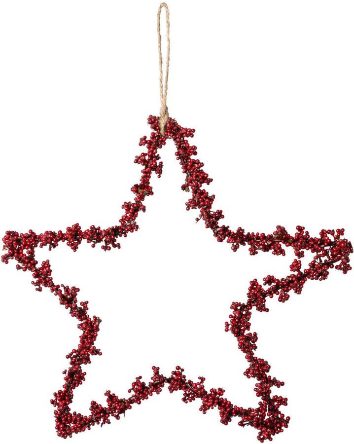 Creativ deco Sierster Kerstster kerstversiering rood met mini-bessen hangdecoratie 6-delige set ø ca. 15 cm (6 stuks) - Foto 2