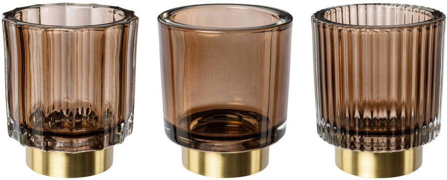 Creativ deco Waxinelichthouder Kerst versiering met goudkleurige voet (3 stuks) - Foto 4