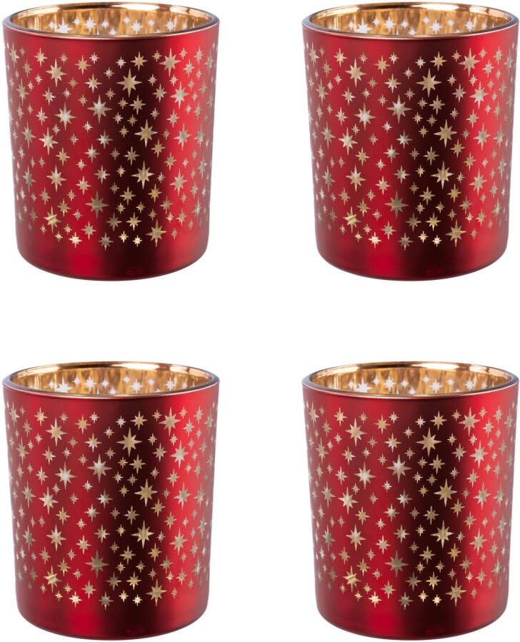 Creativ deco Waxinelichthouder Kerst versiering met gouden binnenkant (4 stuks)