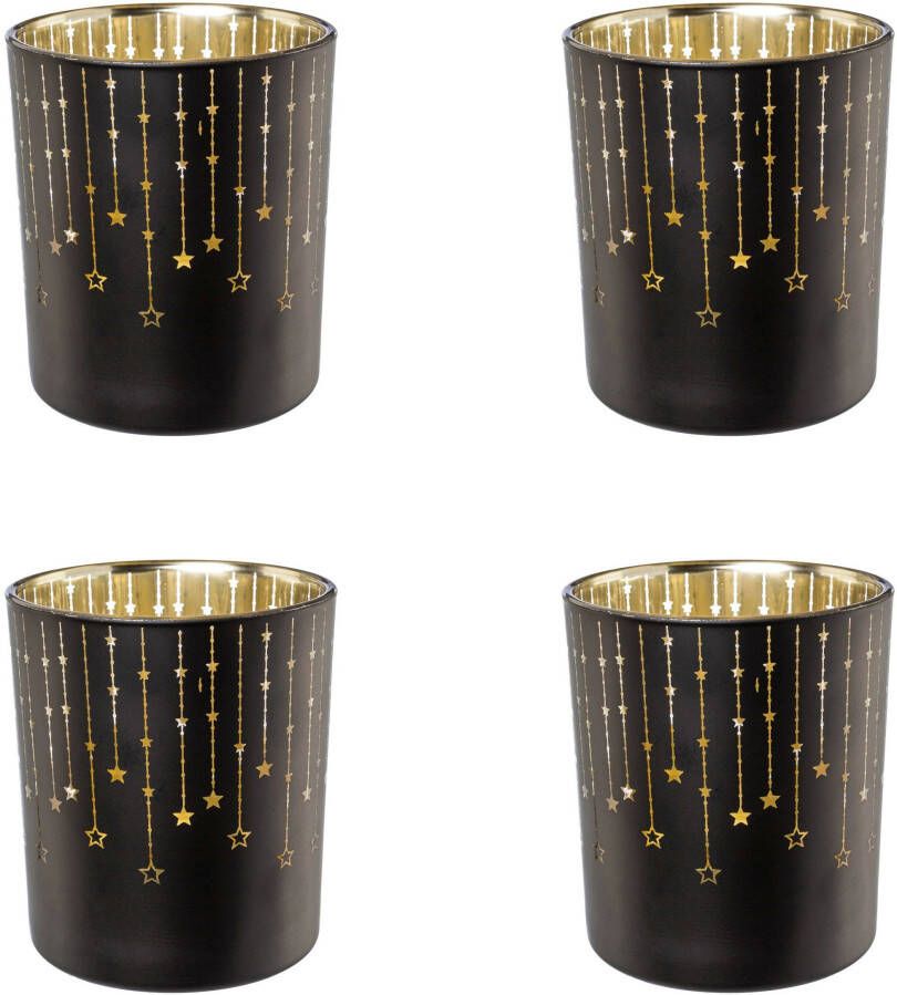 Creativ deco Waxinelichthouder Kerst versiering met goudkleurige binnenkant (4 stuks)