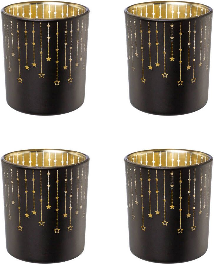 Creativ deco Waxinelichthouder Kerst versiering met goudkleurige binnenkant (4 stuks)