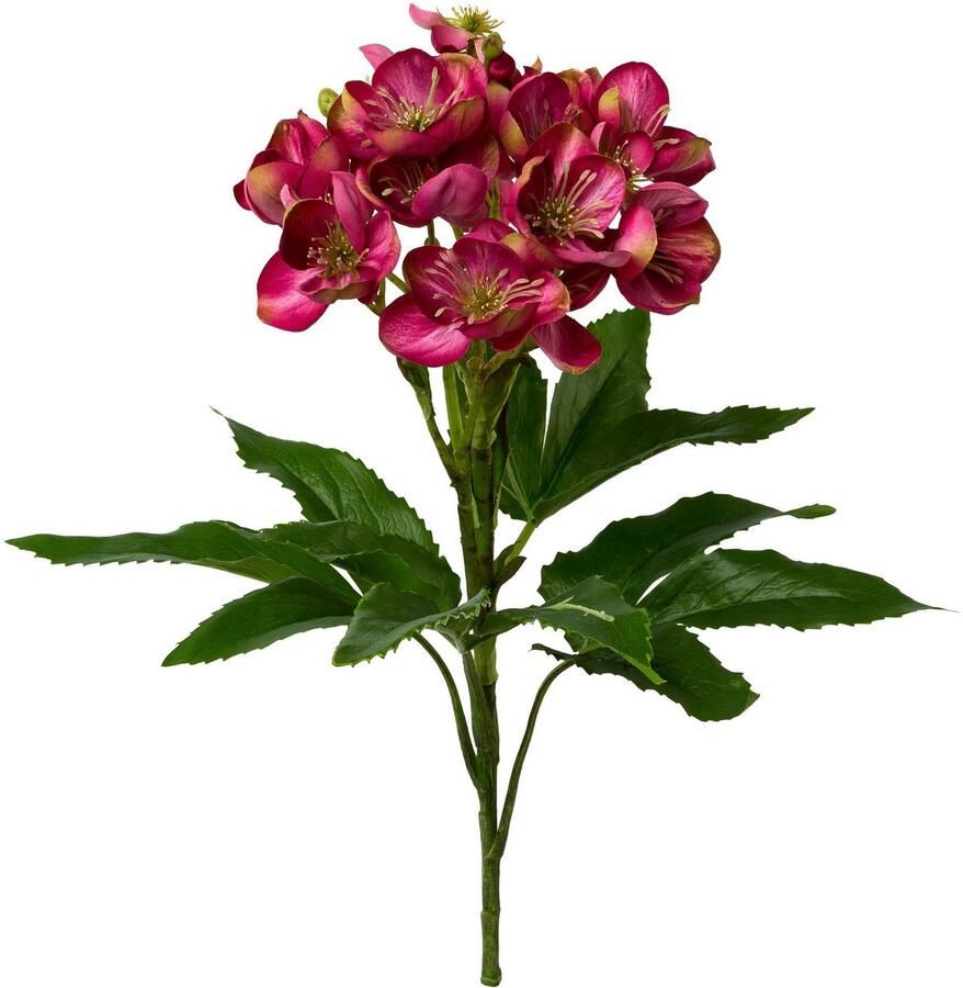 Creativ green Winterse kunstplant Kerst versiering weelderige bloemen- en bladwerk 2-delige set (2 stuks)