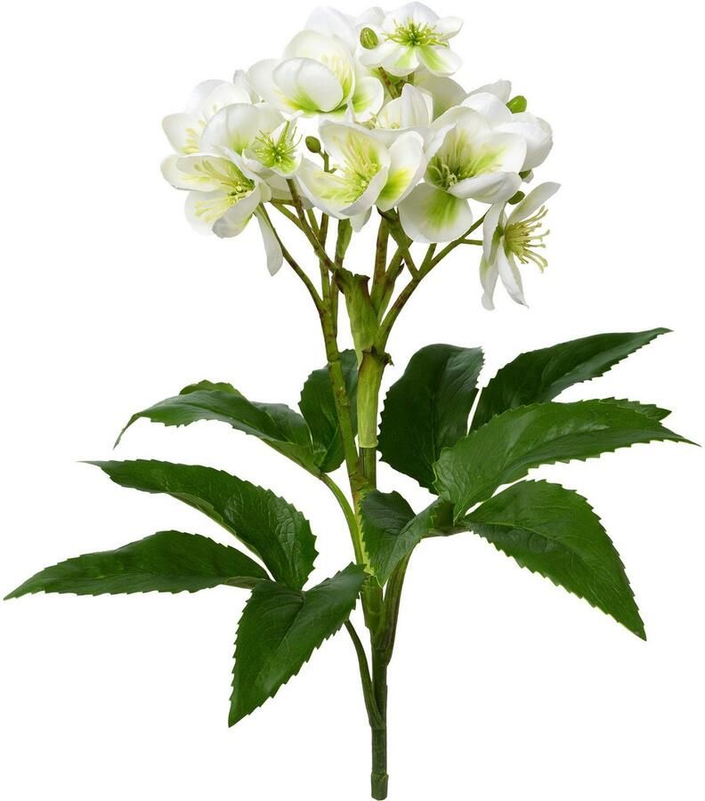 Creativ green Winterse kunstplant Kerst versiering weelderige bloemen- en bladwerk 2-delige set (2 stuks)