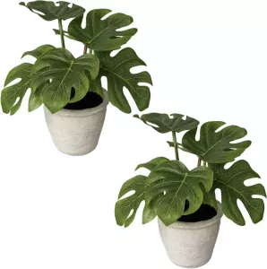 Creativ green Kunst-potplanten Bladplant split philodendron in de paperpot