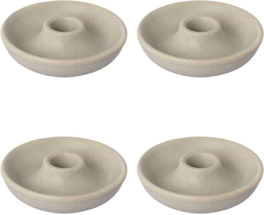 Creativ home Kandelaar Stompkaarsenhouder MALMÖ uit porselein in scandinavische stijl (set 4 stuks)