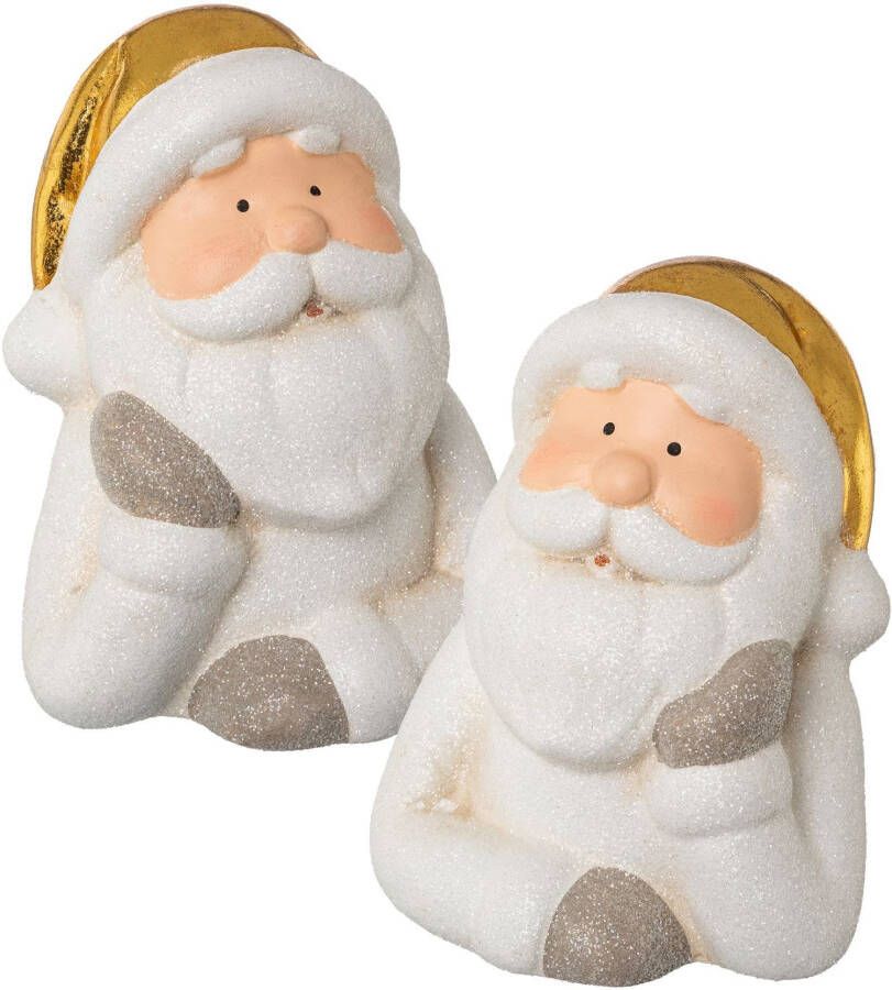 Creativ home Kerstman Kerst versiering van keramiek hoogte ca. 14 5 cm (set 2 stuks) - Foto 3