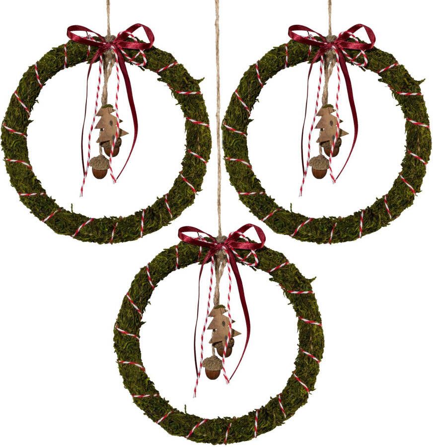 Creativ home Sierhanger Kerst versiering van deco-sparrentakken hoogte ca. 20 cm (set 3 stuks)