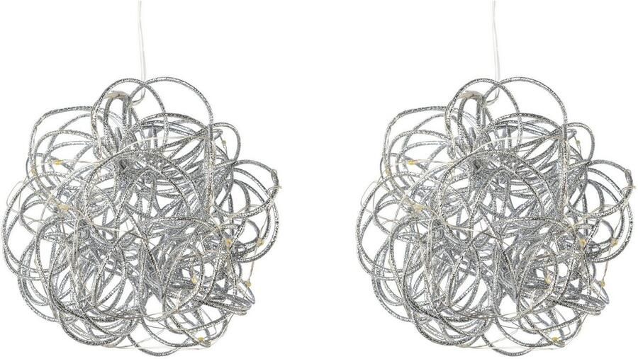 Creativ light Decoratief object Hangend draadbol met 10 led's ø 15 cm op batterijen 2-delige set (set 2 stuks) - Foto 3