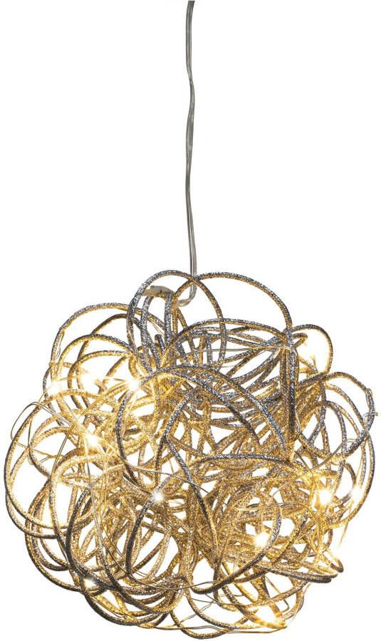 Creativ light Decoratief object Hangend draadbol met 10 led's ø 15 cm op batterijen 2-delige set (set 2 stuks)