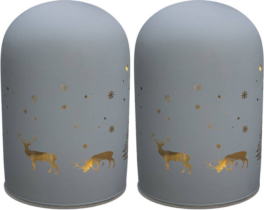 Creativ light Decoratief object Kerst versiering van glas met kerstmotief(set 2 stuks)