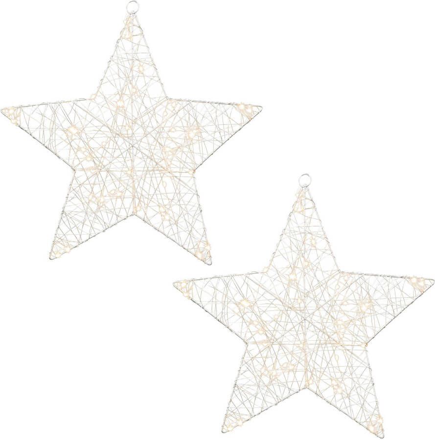 Creativ light Sierster Kerstster kerstversiering set van 2 met 30 leds 6-uurs timerfunctie (set 2 stuks)