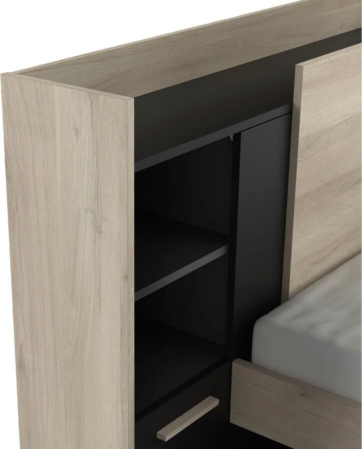 CBA Vente-unique Modulair bed 90 x 190 200 cm met opbergruimte Zwart en naturel MARTELO L 226.9 cm x H 90.5 cm x D 124.5 cm - Foto 4