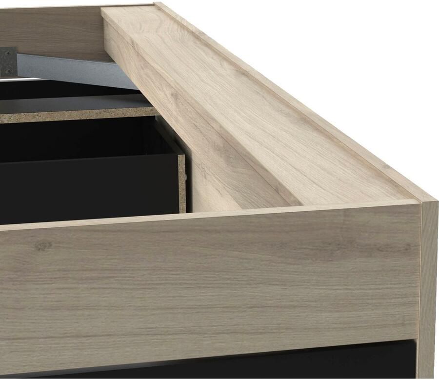 CBA Vente-unique Modulair bed 140 x 190 200 cm met opbergruimte Kleuren: naturel en zwart ERALIA L 144.7 cm x H 87.7 cm x D 227 cm - Foto 5