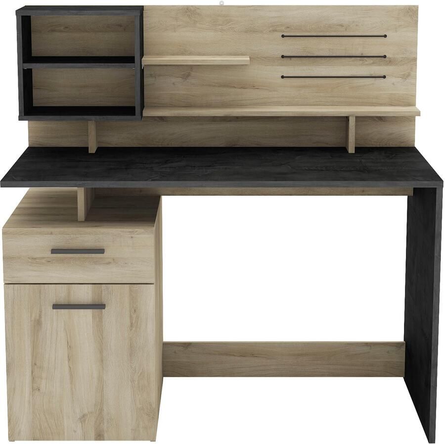 CBA EMOB Bureau Siam-Kronberg eik Sidewalk zwart Kantoor Bruin; Zwart Melamine; Kunststof; Spaanplaat Kantoor Op voorraad - Foto 5