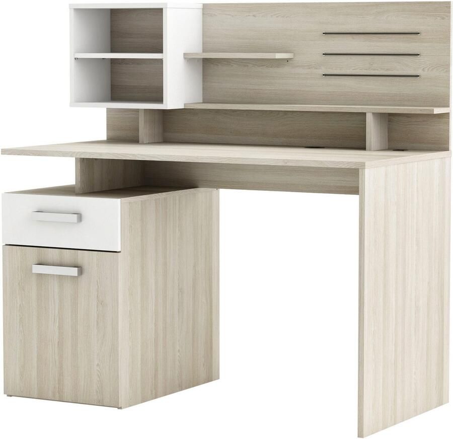Leen Bakker Demeyere bureau Malicia licht eiken wit 121 9x123x60 cm - Foto 3
