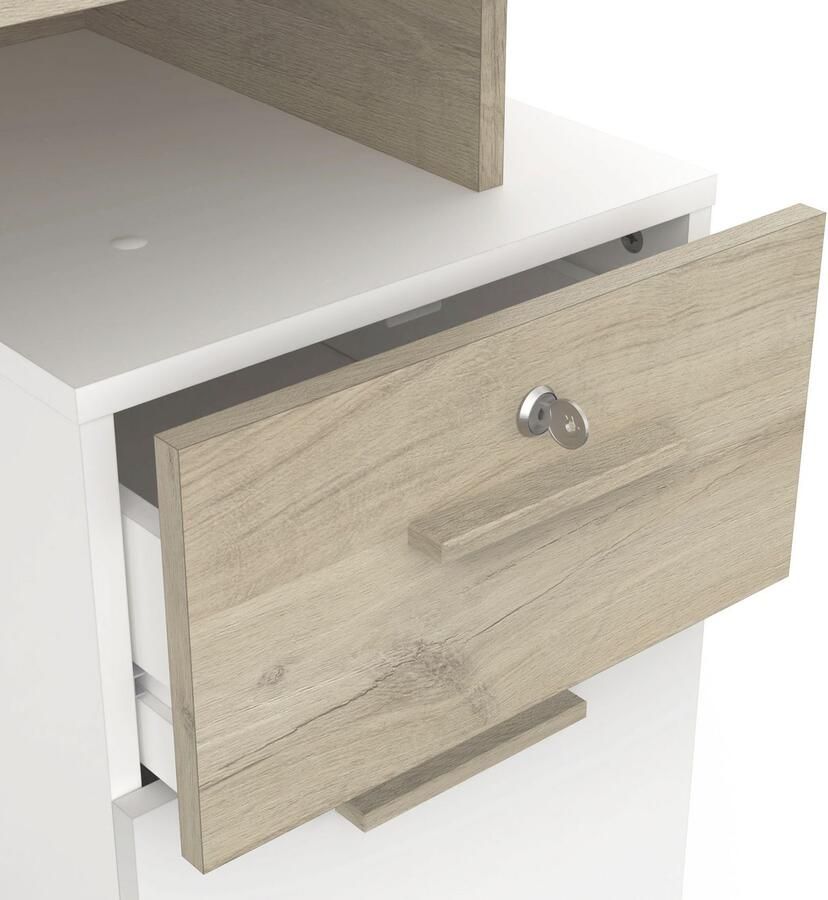 CBA EMOB Bureau Pleun 2 lades 2 draaideuren en 2 opbergvakken-mat wit donkergrijs Kantoor Multicolor Melamine; Spaanplaat Kantoor Op voorraad - Foto 2