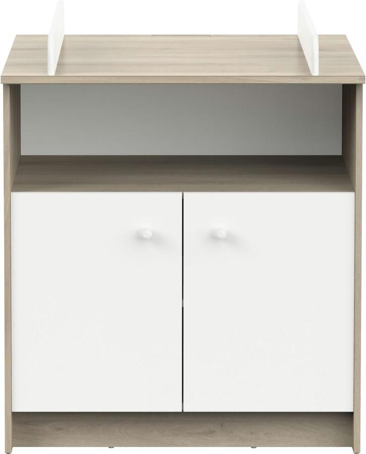 DEMEYERE Commode met 2 deuren 1 nis HELICIA Mat wit & Kronberg eik 79 6 x 70 x 94 4 cm - Foto 4