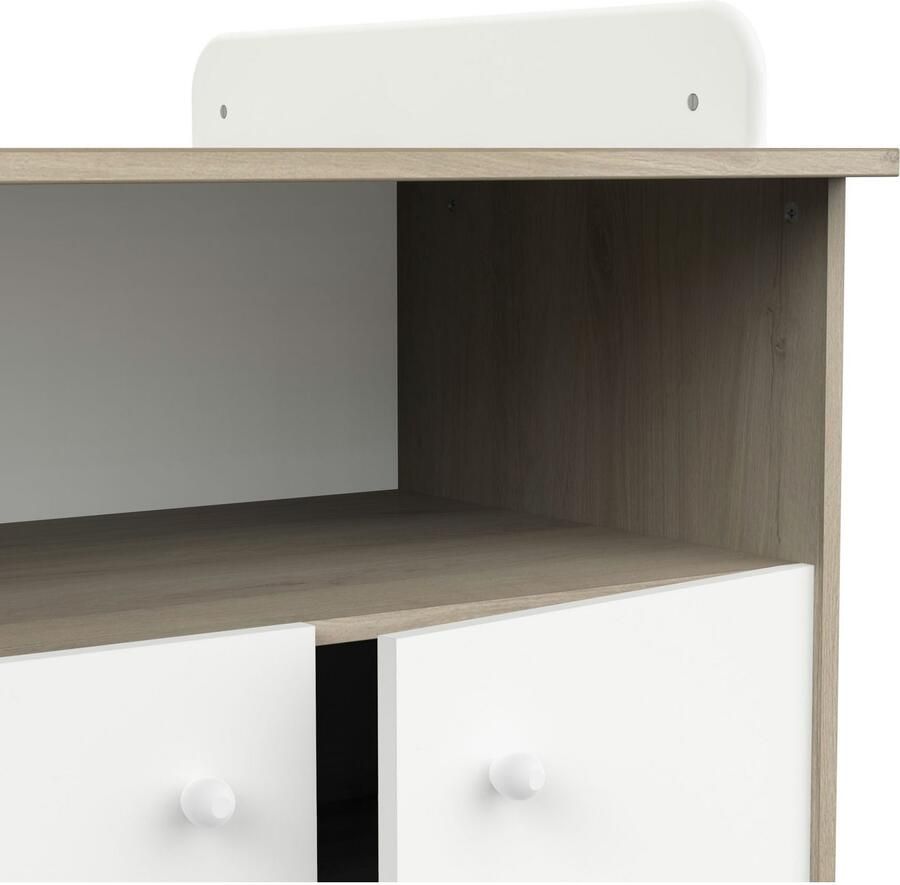 DEMEYERE Commode met 2 deuren 1 nis HELICIA Mat wit & Kronberg eik 79 6 x 70 x 94 4 cm