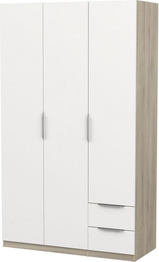 Demeyere GHOST kledingkast Kronberg eiken en mat wit decor 3 deuren + 2 laden + 1 spiegel L.119 4 x D.51 1 x H.203 cm - Foto 16