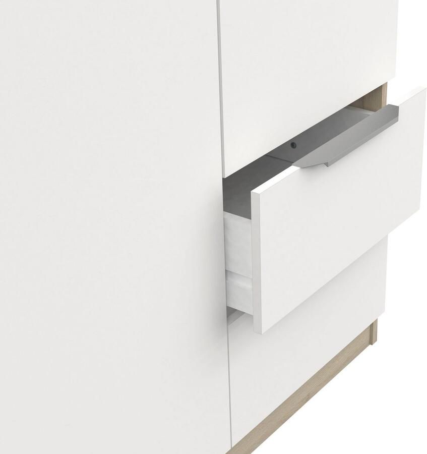 Demeyere GHOST kledingkast Kronberg eiken en mat wit decor 3 deuren + 2 laden + 1 spiegel L.119 4 x D.51 1 x H.203 cm - Foto 2